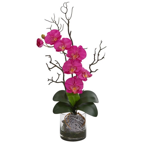 Phalaenopsis Orchid Artificial Arrangement in Vase - SKU #1600-CR - 1